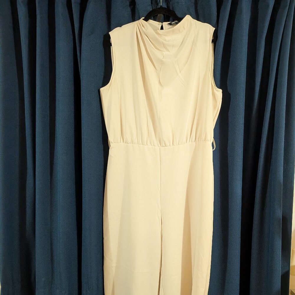 Zara Cream High Neck Jumpsuit
